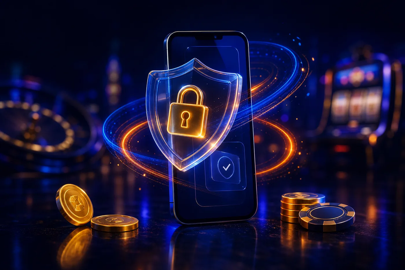 Tarcza ochrony danych z symbolem kłódki na ekranie telefonu
